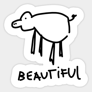 Beautiful Funny Hand Drawn Pig Sticker